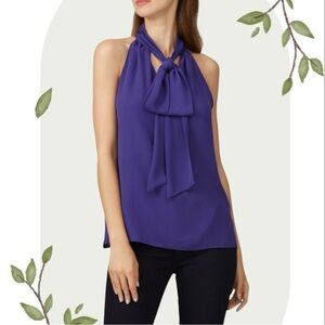 PRABAL GURUNG COLLECTIVE Purple Tie-Neck Sleeveless Blouse- Size 6